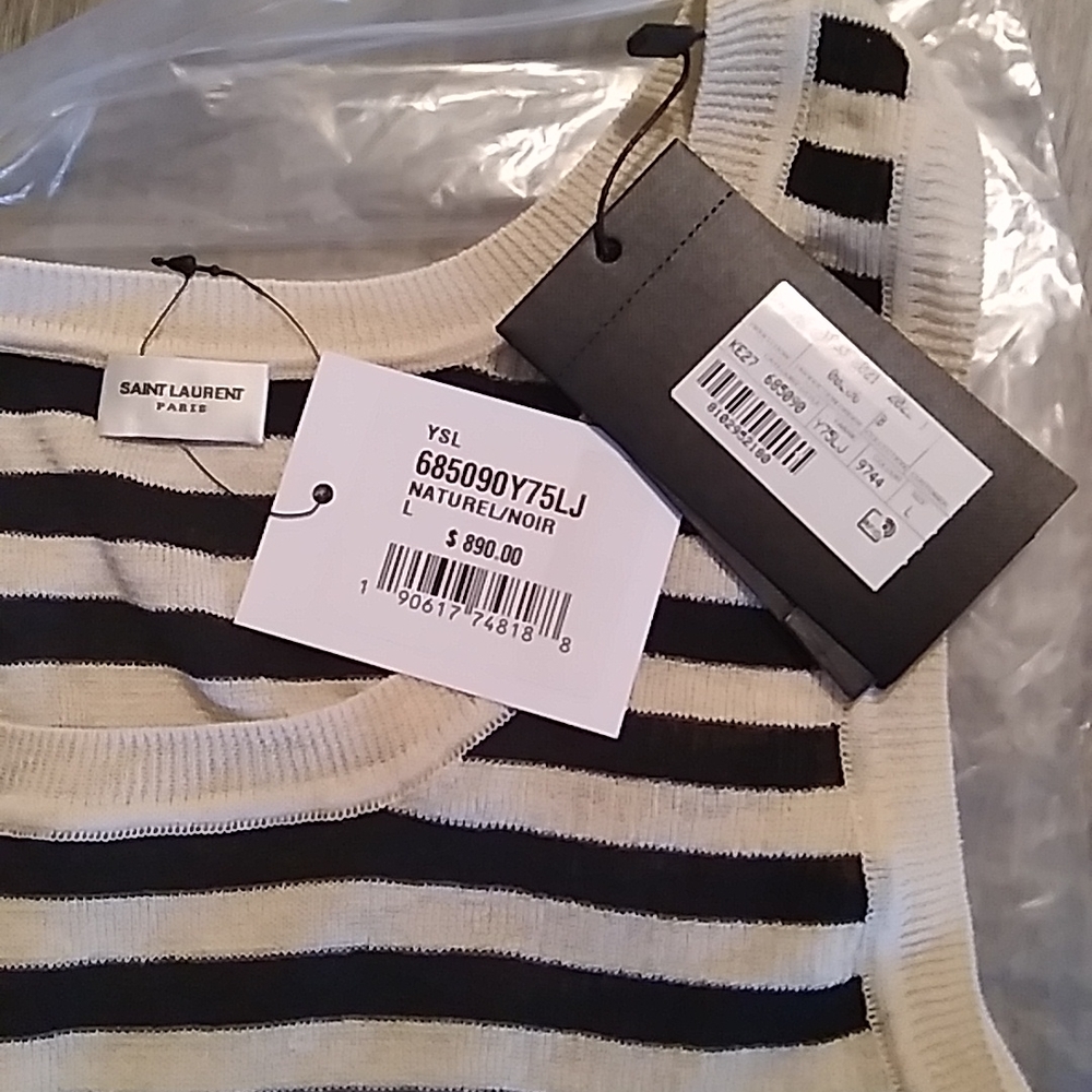 Yves saint Laurent, size L and XL, tan stripes/black stripes